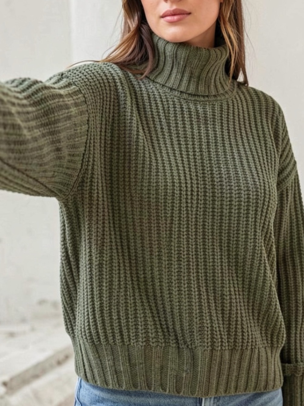 Hollister Olive Cowl Neck Sweater
